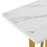 Solitano Marble Effect Top Console Table | 80cm High White and Gold Hallway Entry Table