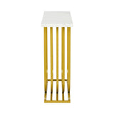 Urbino Marble Effect Top Console Table | 80cm High White and Gold Hallway Entry Table