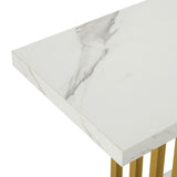Urbino Marble Effect Top Console Table | 80cm High White and Gold Hallway Entry Table