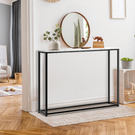 Pax Romana Marble Effect Top Console Table | Modern Sleek Entry Hallway Table