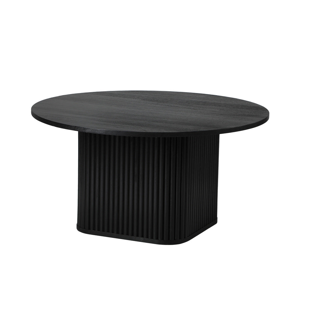 Aspire Black Fluted Round 80cm Coffee Table | Modern Wooden Slatted Design Coffee Table