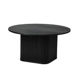 Aspire Black Fluted Round 80cm Coffee Table | Modern Wooden Slatted Design Coffee Table