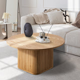 Aspire Fluted Round 80cm Coffee Table | Modern Wooden Slatted Design Coffee Table