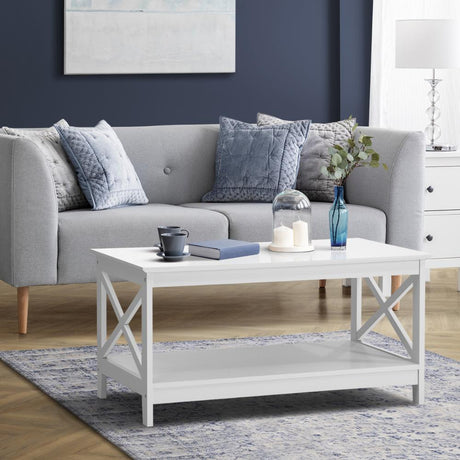 Palermo X-Beam 2 Tier Wooden Coffee Table | Modern Versatile Coffee Table