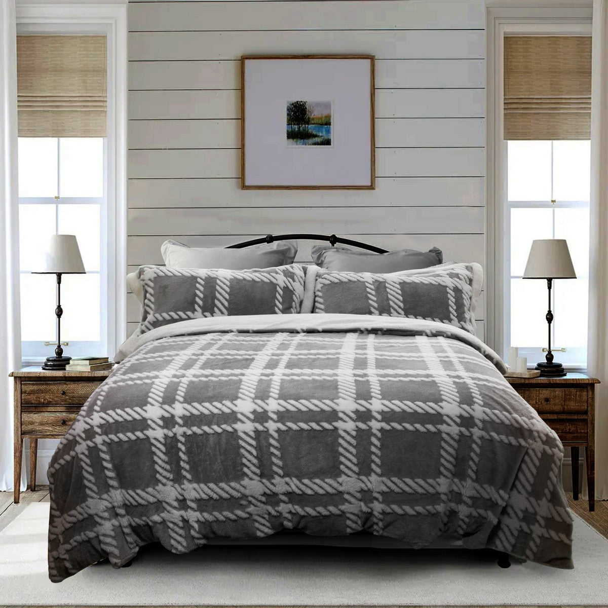 Ramesses 2 in 1 Teddy Fleece Sherpa Blanket Quilt Cover Set | Plush Warm Fleece Comforter Reversible Set