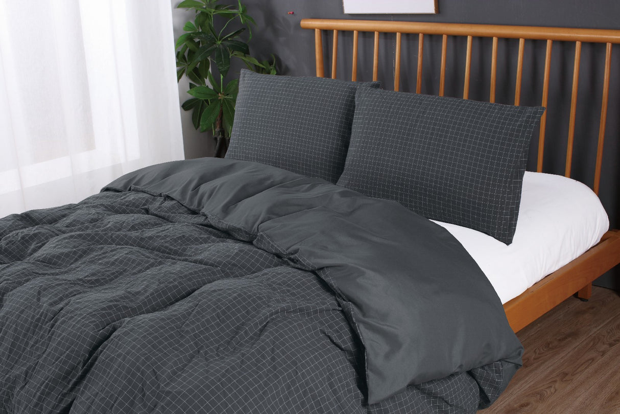 Ramesses Soft Washed 100% Cotton Yarn Dyed Quilt Cover Set | Breathable Natural Texture Doona Cover Set