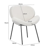 Set of Two Teddy Boucle Miami Dining Room Chairs in White | Sherpa Feel Plush Modern Accent Chairs