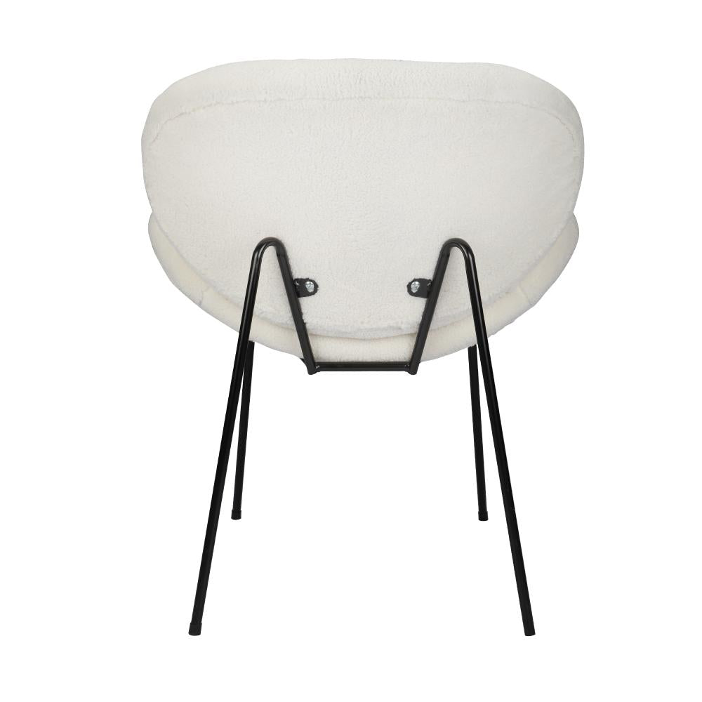 Set of Two Teddy Boucle Miami Dining Room Chairs in White | Sherpa Feel Plush Modern Accent Chairs