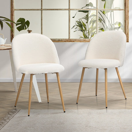 Set of Two Teddy Lilo Boucle Fabric Dining Chairs | Premium Boucle Fabric Dining Chair Set