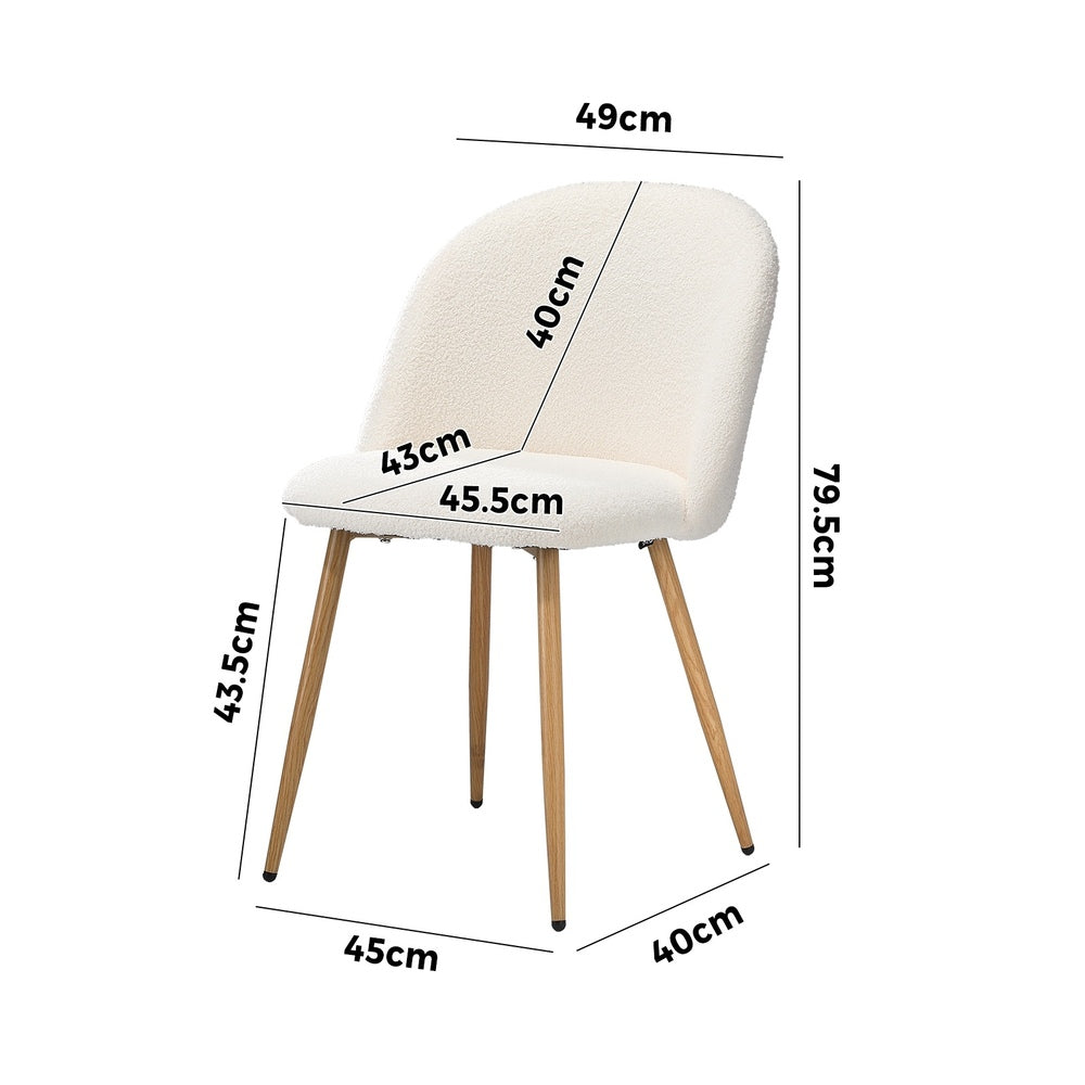 Set of Two Teddy Lilo Boucle Fabric Dining Chairs | Premium Boucle Fabric Dining Chair Set