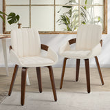 Set of Two Brunson PU Leather Modern Dining Chairs | Curved Luxe Dining Chairs