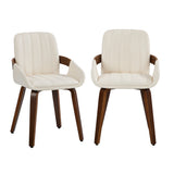 Set of Two Brunson PU Leather Modern Dining Chairs | Curved Luxe Dining Chairs