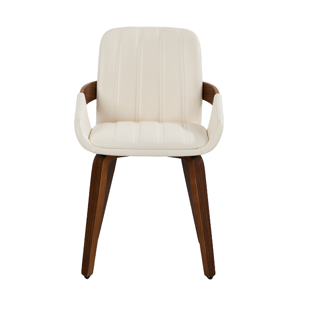 Set of Two Brunson PU Leather Modern Dining Chairs | Curved Luxe Dining Chairs