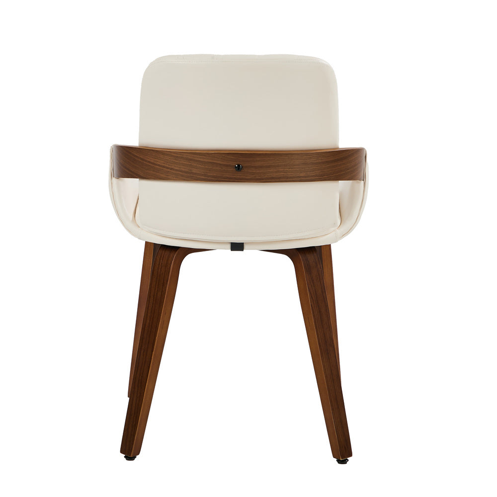 Set of Two Brunson PU Leather Modern Dining Chairs | Curved Luxe Dining Chairs