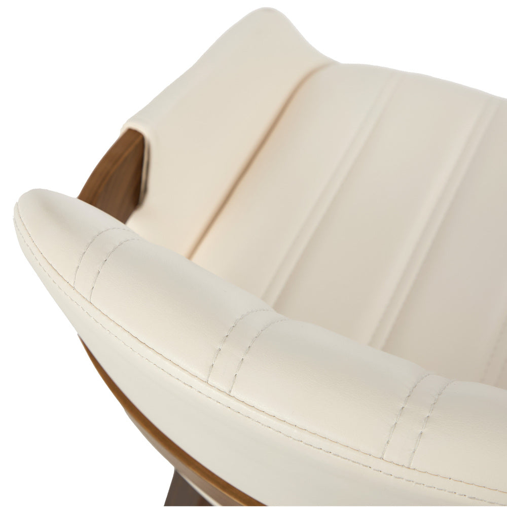 Set of Two Brunson PU Leather Modern Dining Chairs | Curved Luxe Dining Chairs