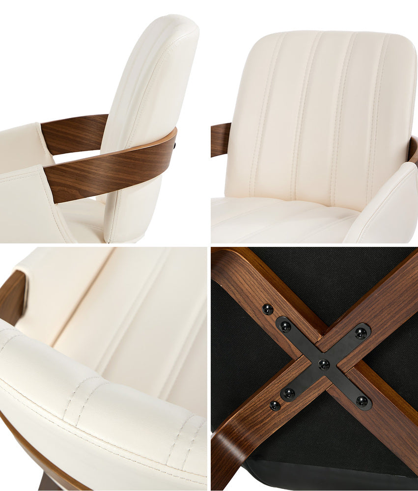 Set of Two Brunson PU Leather Modern Dining Chairs | Curved Luxe Dining Chairs