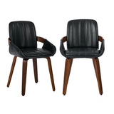 Set of Two Brunson PU Leather Modern Dining Chairs | Curved Luxe Dining Chairs