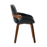Set of Two Brunson PU Leather Modern Dining Chairs | Curved Luxe Dining Chairs