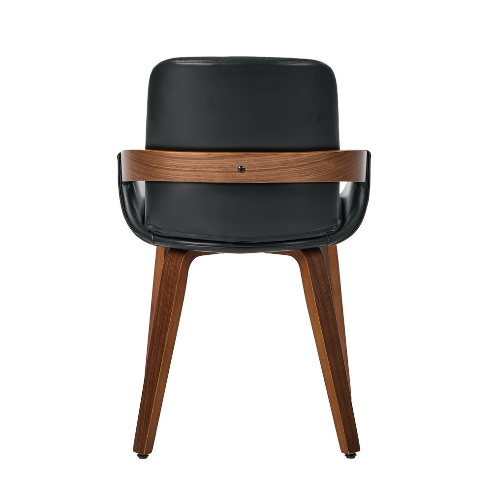 Set of Two Brunson PU Leather Modern Dining Chairs | Curved Luxe Dining Chairs