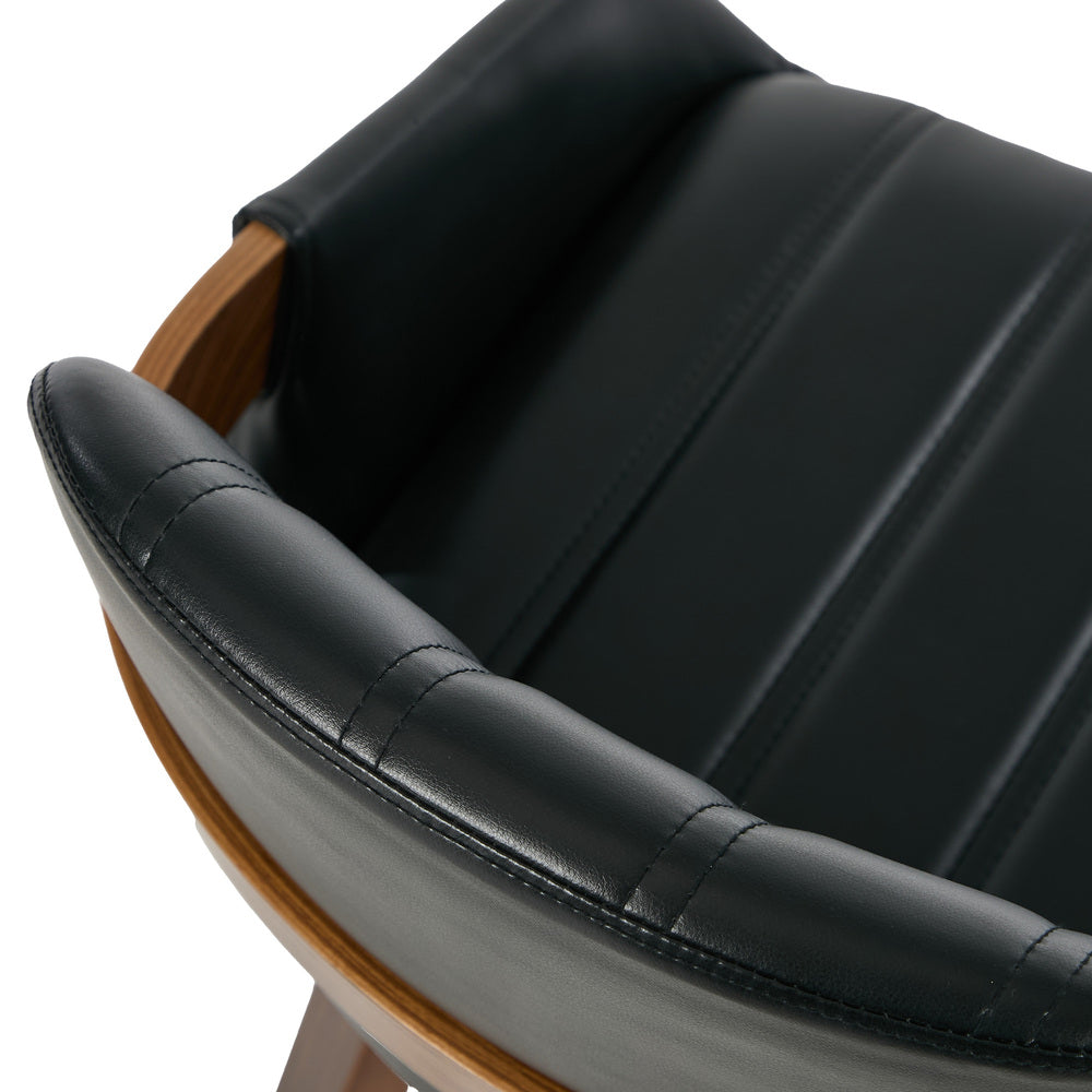 Set of Two Brunson PU Leather Modern Dining Chairs | Curved Luxe Dining Chairs