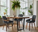 Set of Two Brunson PU Leather Modern Dining Chairs | Curved Luxe Dining Chairs