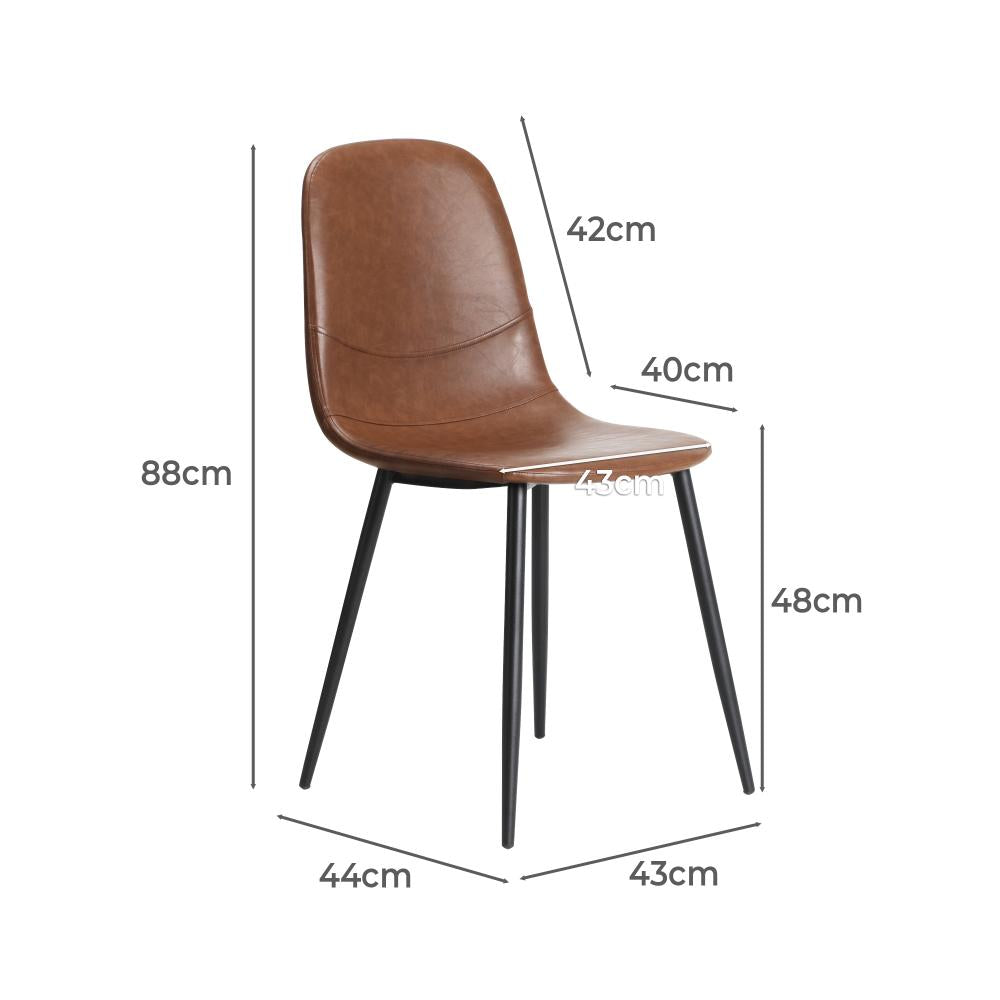 Set of 2 Murano PU Leather Soft Padded Dining Room Chairs | Slim PU Leather Modern Dining Chairs Set