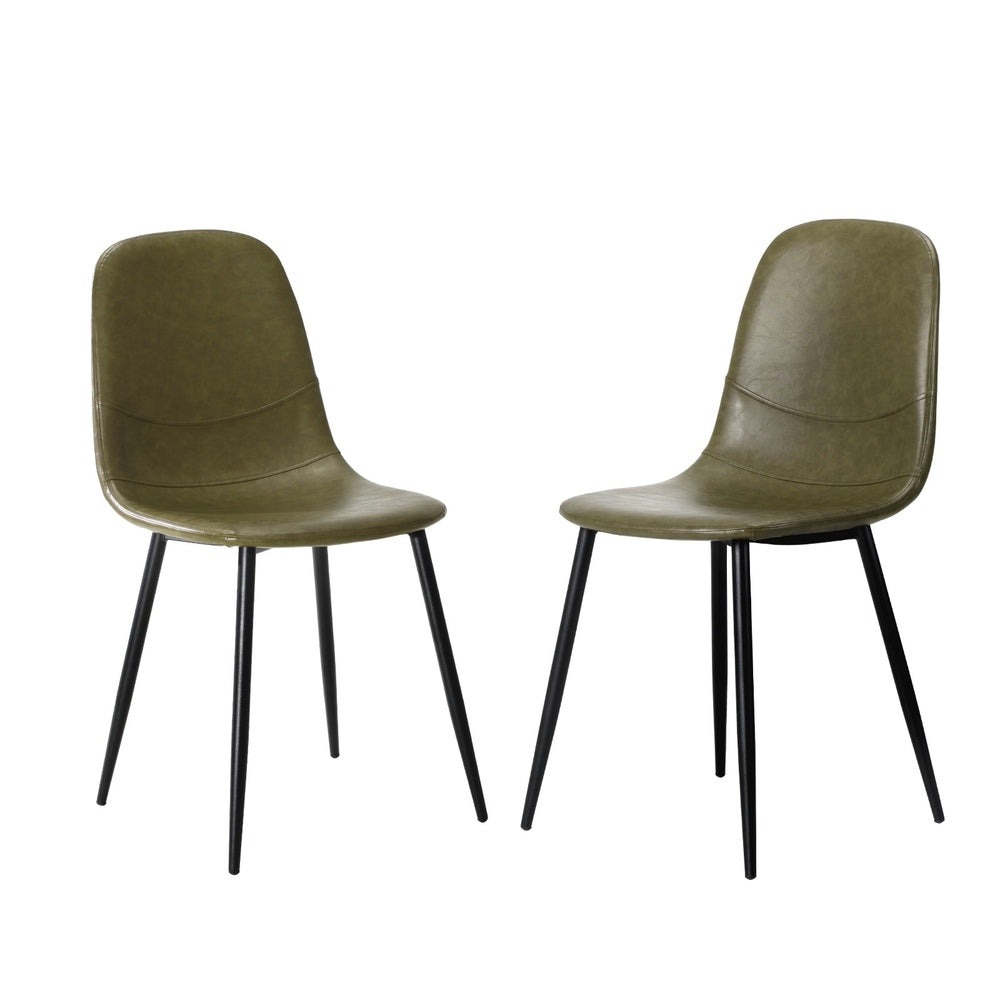 Set of 2 Murano PU Leather Soft Padded Dining Room Chairs | Slim PU Leather Modern Dining Chairs Set