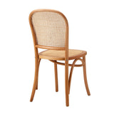 Set of Two Rialto Vintage Wooden Rattan Classic Dining Chairs | Stylish Retro Wooden Kitchen Dining Chairs