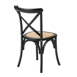 Set of Two Aris Vintage Wooden Rattan Crossback Dining Chairs | Stylish Retro Wooden Kitchen Dining Chairs