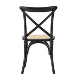 Set of Two Aris Vintage Wooden Rattan Crossback Dining Chairs | Stylish Retro Wooden Kitchen Dining Chairs