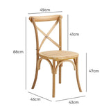 Set of Two Aris Vintage Wooden Rattan Crossback Dining Chairs | Stylish Retro Wooden Kitchen Dining Chairs