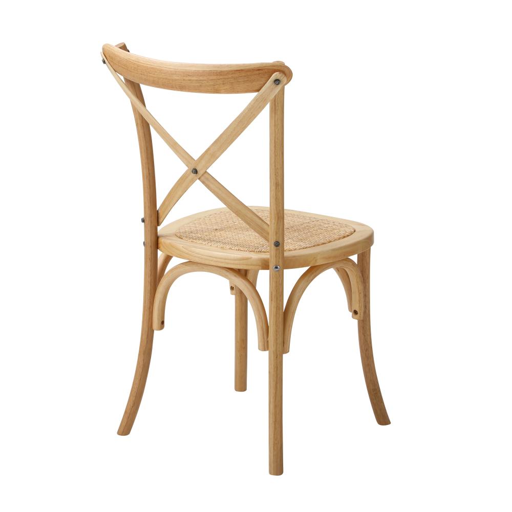Set of Two Aris Vintage Wooden Rattan Crossback Dining Chairs | Stylish Retro Wooden Kitchen Dining Chairs