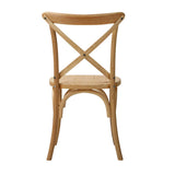 Set of Two Aris Vintage Wooden Rattan Crossback Dining Chairs | Stylish Retro Wooden Kitchen Dining Chairs