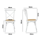 Set of Two Aris Vintage Wooden Rattan Crossback Dining Chairs | Stylish Retro Wooden Kitchen Dining Chairs