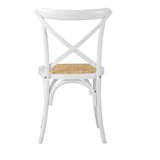 Set of Two Aris Vintage Wooden Rattan Crossback Dining Chairs | Stylish Retro Wooden Kitchen Dining Chairs