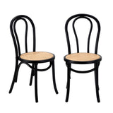 Set of Two Maruzzi Vintage Wooden Rattan Arched Dining Chairs | Stylish Retro Wooden Kitchen Dining Chairs