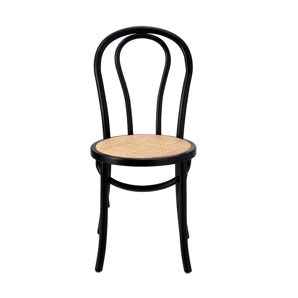Set of Two Maruzzi Vintage Wooden Rattan Arched Dining Chairs | Stylish Retro Wooden Kitchen Dining Chairs