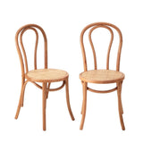 Set of Two Maruzzi Vintage Wooden Rattan Arched Dining Chairs | Stylish Retro Wooden Kitchen Dining Chairs