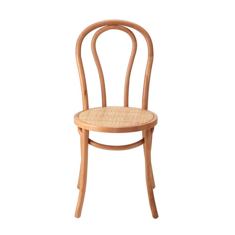 Set of Two Maruzzi Vintage Wooden Rattan Arched Dining Chairs | Stylish Retro Wooden Kitchen Dining Chairs