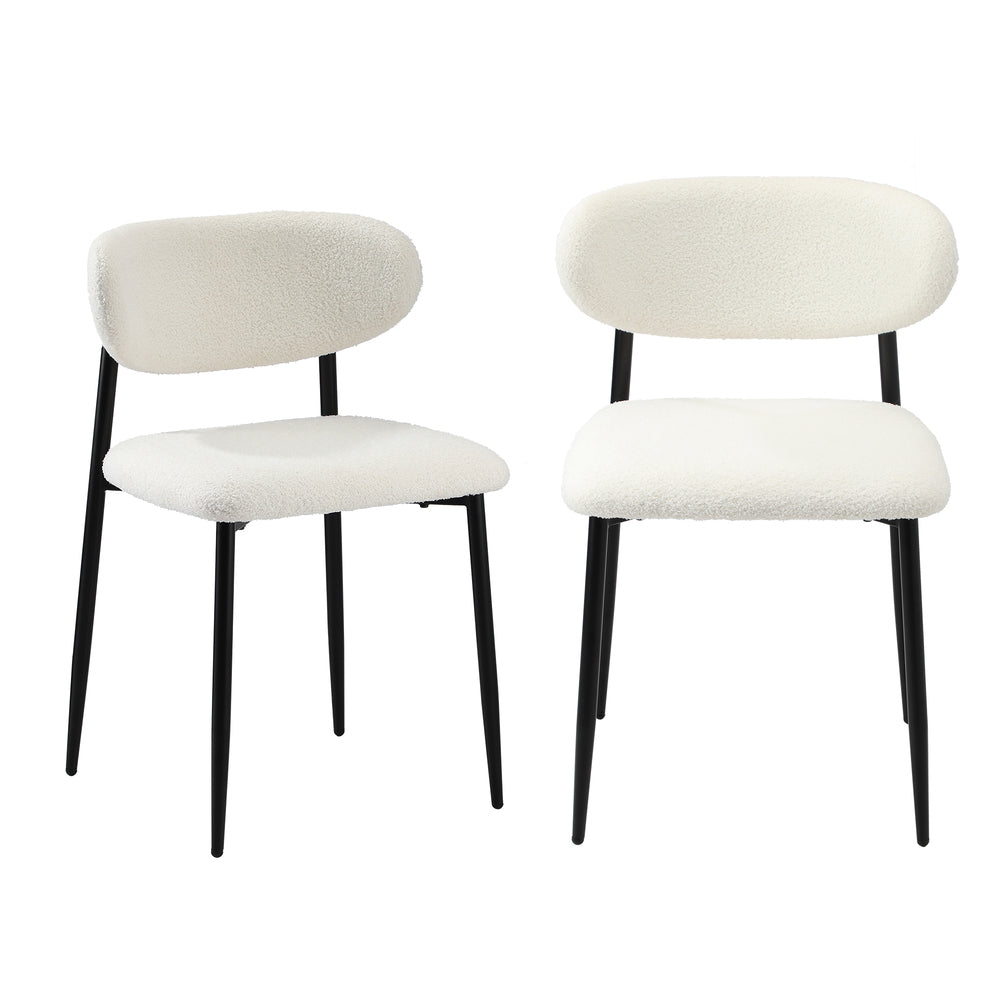 Set of Two Lexi Teddy Boucle Fabric Dining Chairs | Premium Boucle or Fabric Dining Chair Set