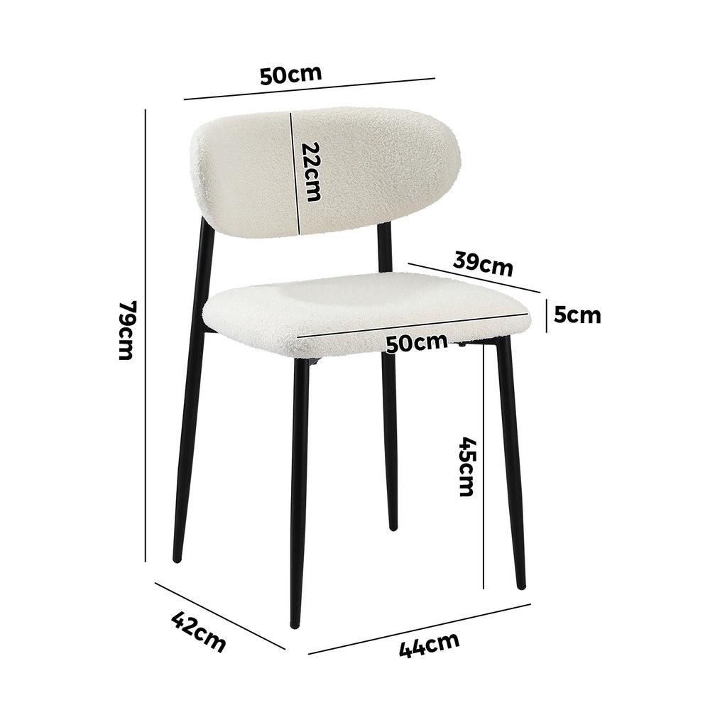 Set of Two Lexi Teddy Boucle Fabric Dining Chairs | Premium Boucle or Fabric Dining Chair Set