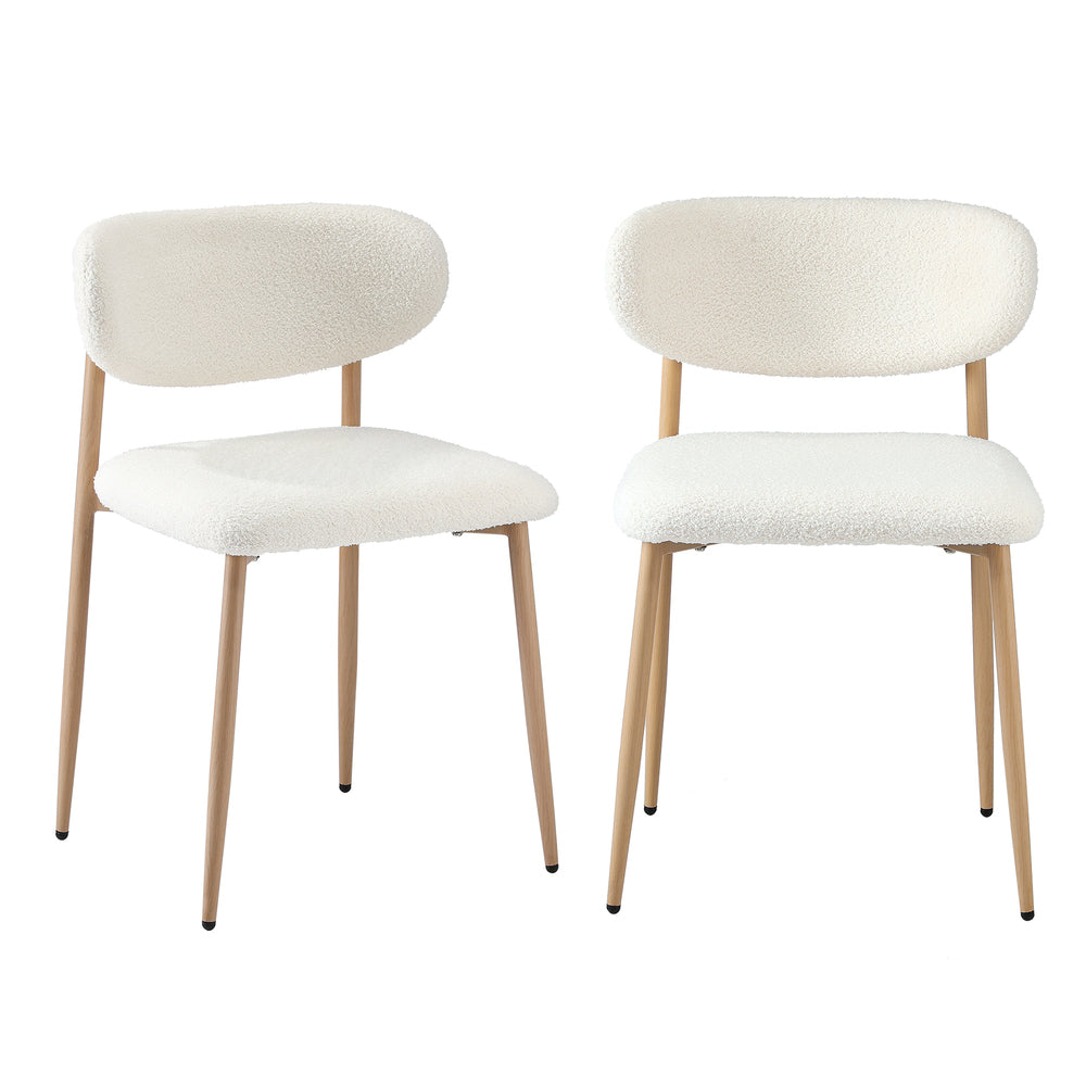 Set of Two Lexi Teddy Boucle Fabric Dining Chairs | Premium Boucle or Fabric Dining Chair Set