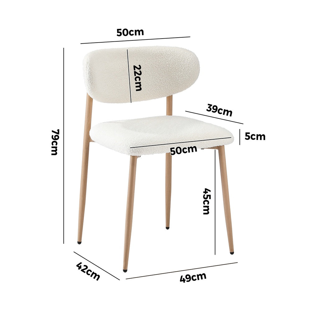 Set of Two Lexi Teddy Boucle Fabric Dining Chairs | Premium Boucle or Fabric Dining Chair Set
