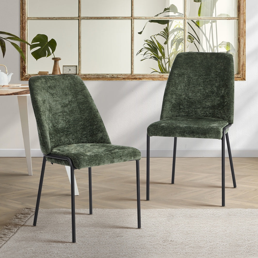 Set of Two Alegro Plush Chenille Fabric Dining Chairs | Premium Soft Touch Fabric Dining Chair Set