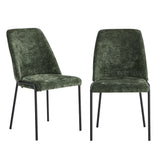 Set of Two Alegro Plush Chenille Fabric Dining Chairs | Premium Soft Touch Fabric Dining Chair Set
