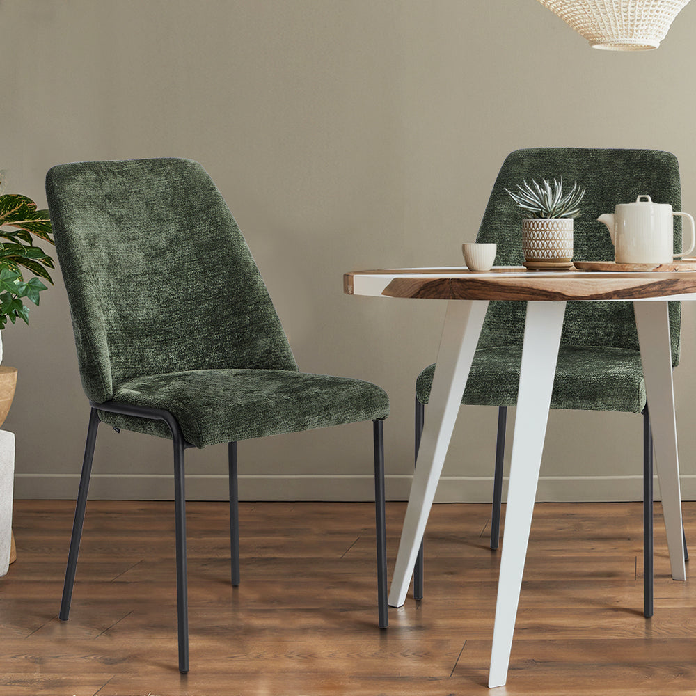 Set of Two Alegro Plush Chenille Fabric Dining Chairs | Premium Soft Touch Fabric Dining Chair Set