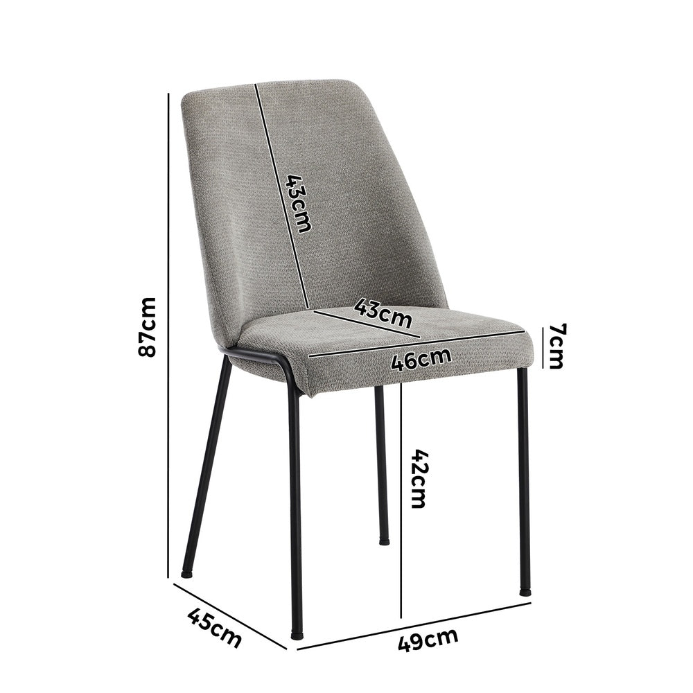 Set of Two Alegro Plush Chenille Fabric Dining Chairs | Premium Soft Touch Fabric Dining Chair Set