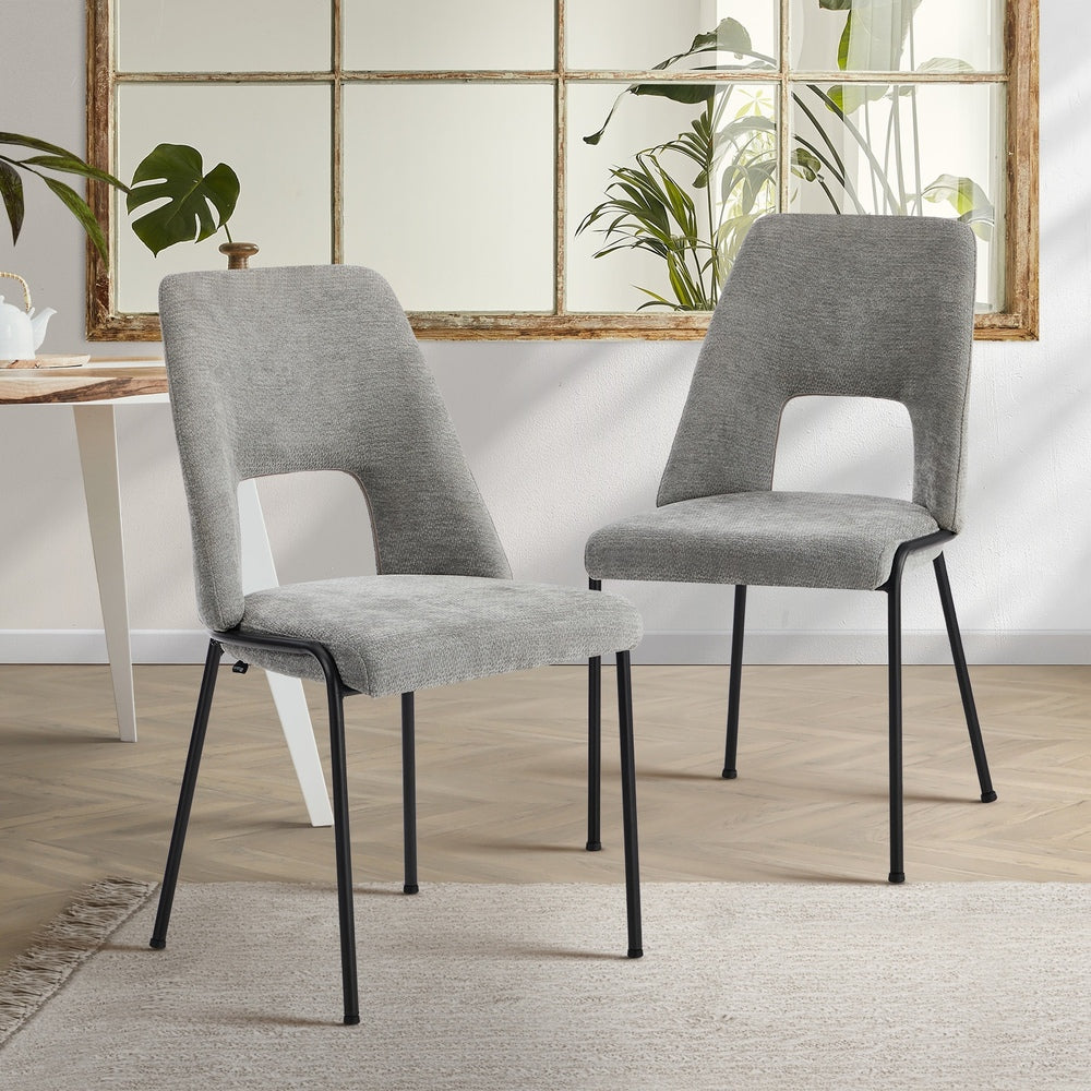 Set of Two Aspire Plush Chenille Fabric Dining Chairs | Premium  Fabric Dining Chair Set