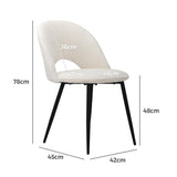 Set of Two Teddy Boucle Miami Dining Room Chairs in White | Sherpa Feel Plush Modern Accent Chairs