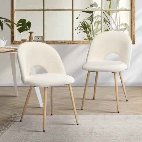 Set of Two Teddy Lilo Boucle Fabric Dining Chairs | Premium Boucle Fabric Dining Chair Set